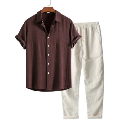 Mediterraneo Linen Set — Camicia + Pantalone Premium