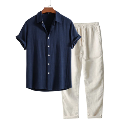 Mediterraneo Linen Set — Camicia + Pantalone Premium